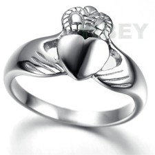 Stainless Steel Claddagh Ring Friendship Wedding Band Hand Crown