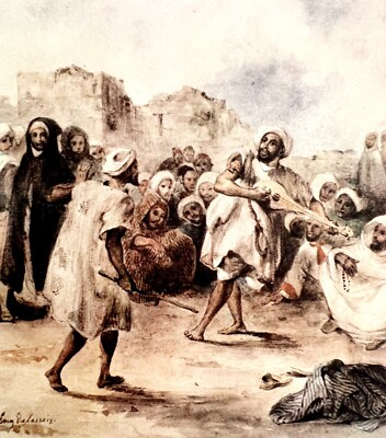 Moorish Musicians Eugene Delacroix 1937 Antique Art Print Toned DWV8D