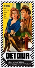 DETOUR (1945) - 41"x79" HUGE cult classic noir movie poster!  RARE!