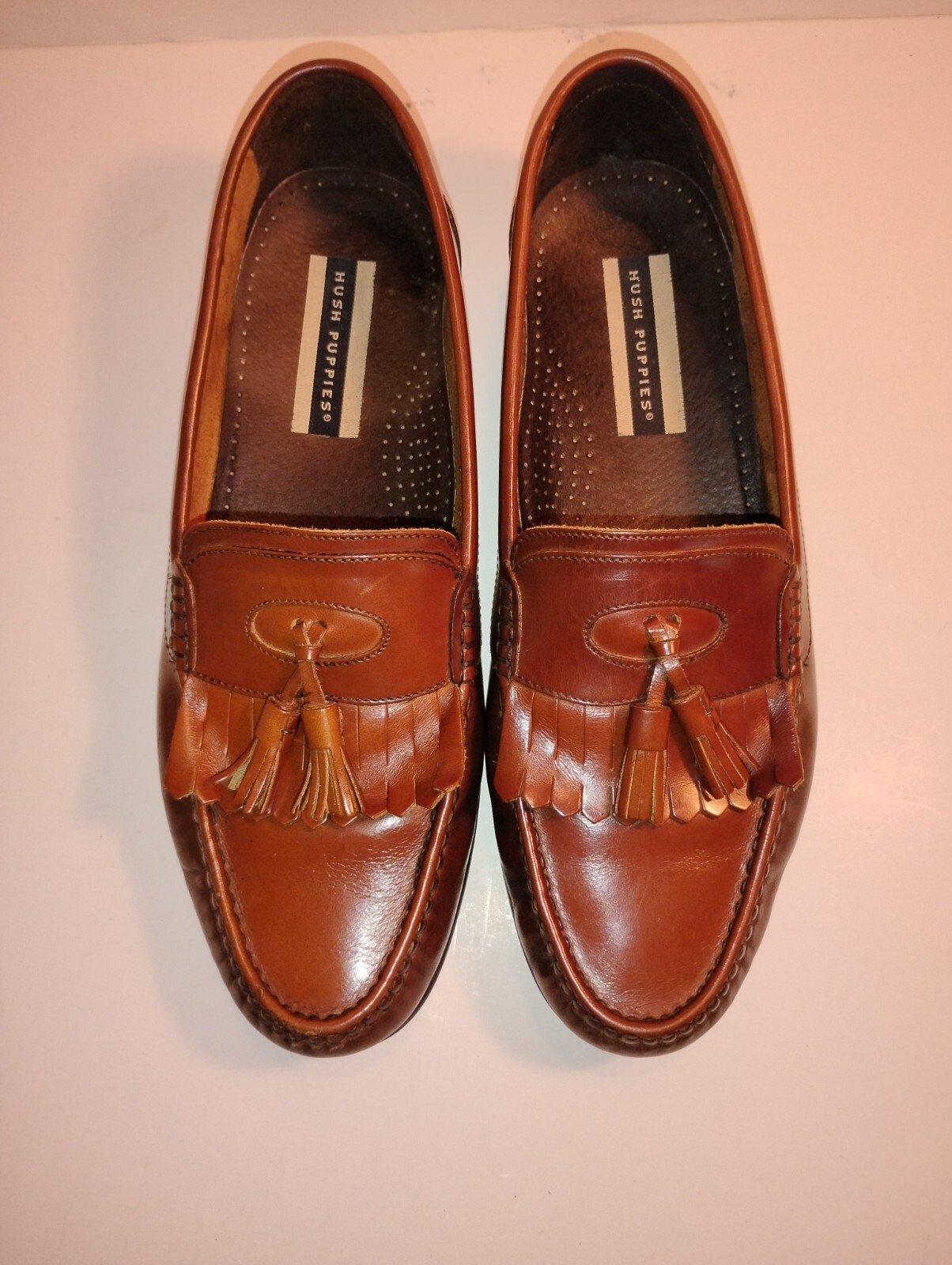 SAOLA Hush Puppies Sanremo lll. In pelle da uomo taglia 9M. Con nappe marrone rosso