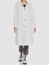 $395 Jane Post Women's White Rain Slicker Hooded Long Coat Jacket Size S