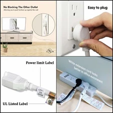 FIRMERST 6 Ft Flat Plug Extension Cord, 1875W 15A, White, UL Certified
