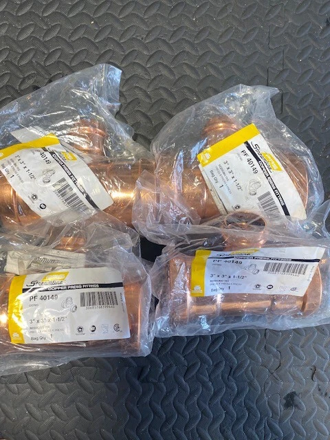 Streamline Copper Propres Fittings 3" x 3" x 1-1/2" Reducing Tee - Image 2 of 3