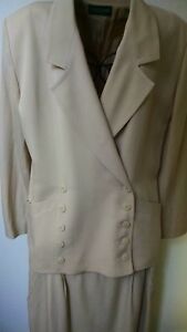 Harve Bernard, Beige Wool Double Breasted Suit, Size 12, Item #122 | eBay