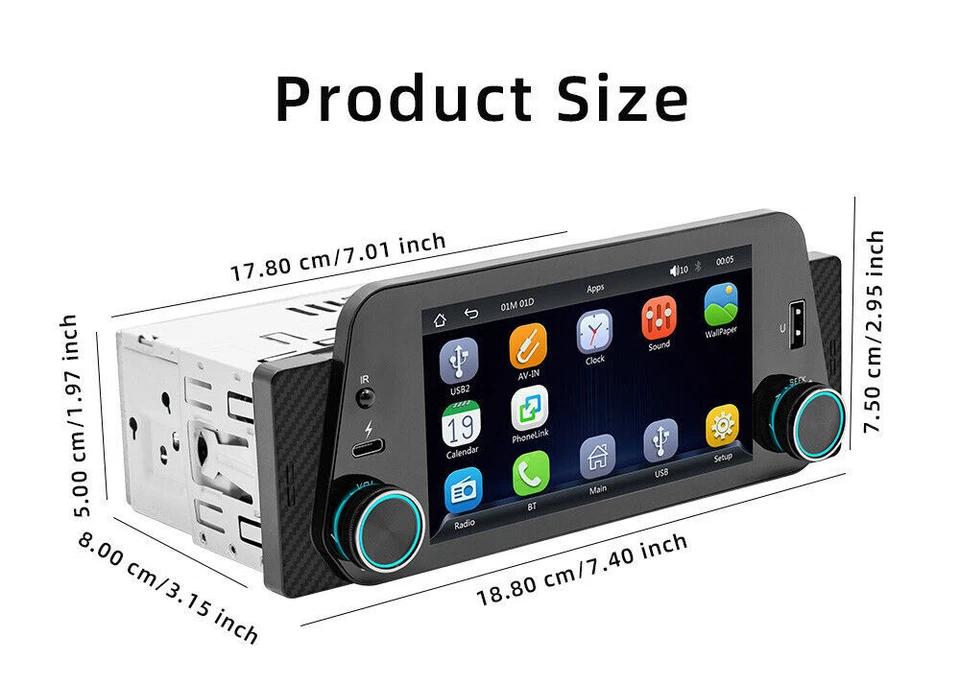 5in 1Din Radio CarPlay Android Auto Bluetooth Hands-free Mirror Link Car Stereo - Image 2 of 4