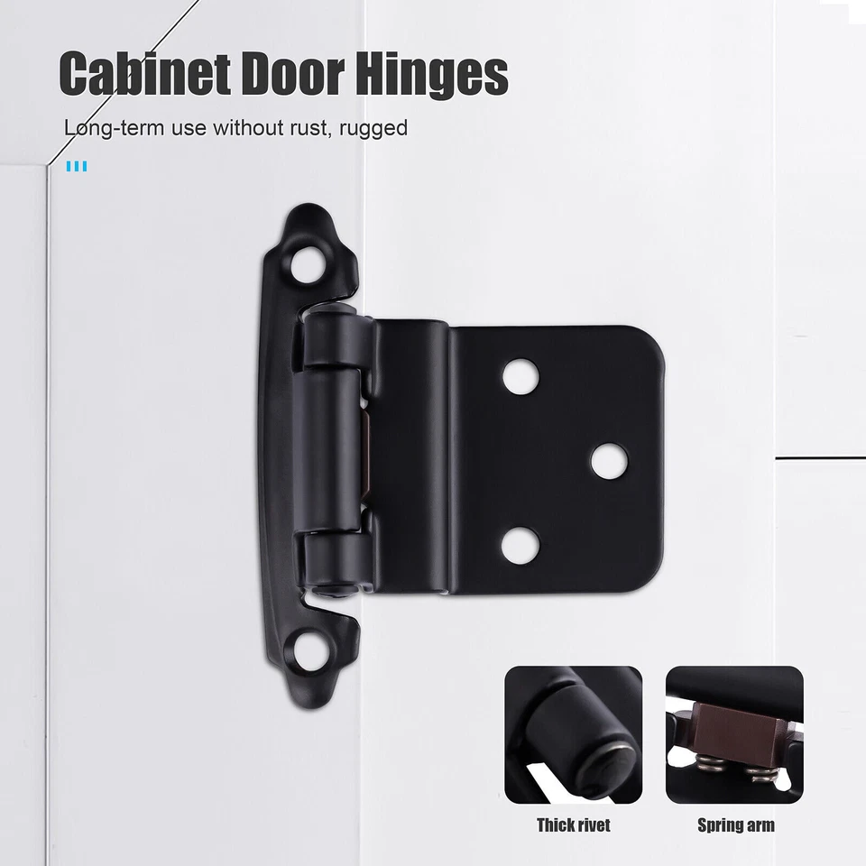 Lote Bisagra Negra 3/8" Puerta Cocina Gabinete Bisagras Auto Cierre Inserto Montaje Cara Foto 4 de 4