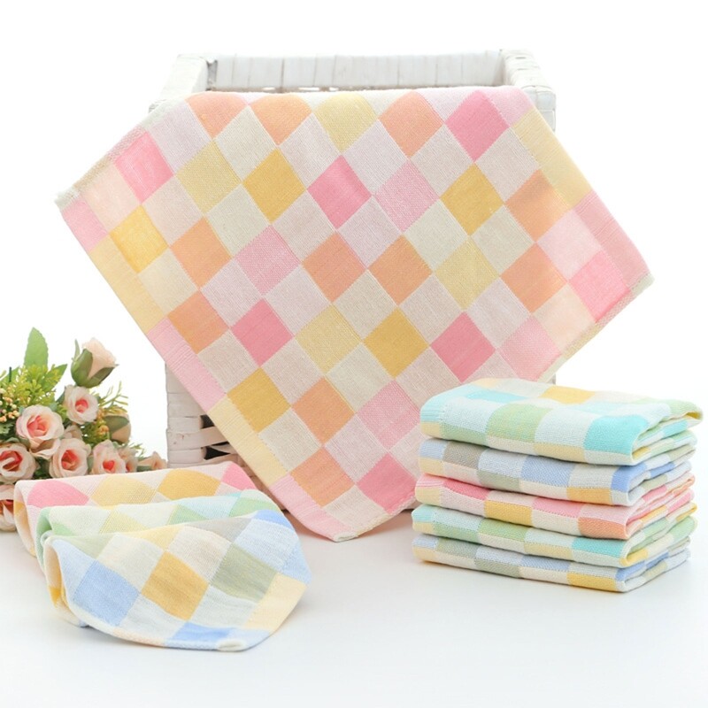 Baby Bib Wash Face Cloth Bath Towel Wipes Handkerchief Square Dot