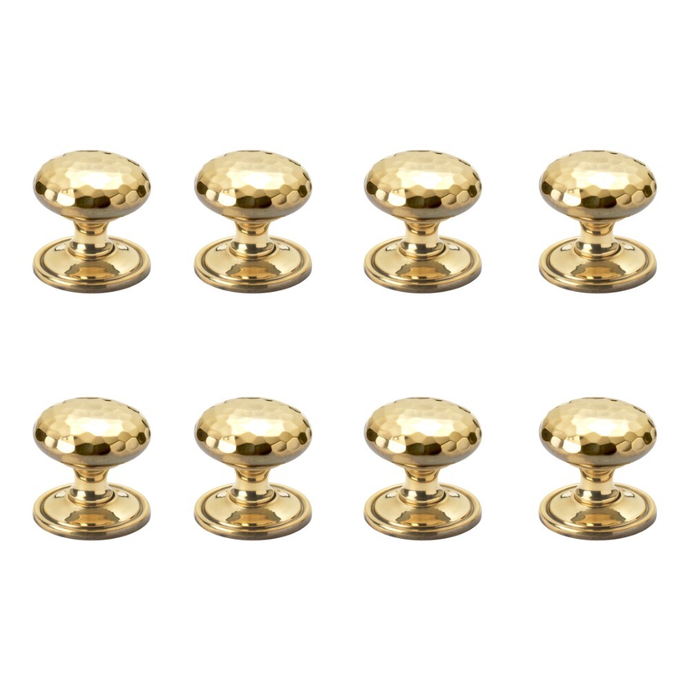 8 Small Solid Aged Brass Hammered Cupboard Door Knobs Cabinet Pull