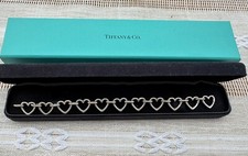 Tiffany & Co. Clasping Hearts Link Bracelet Sterling Silver 7.5” RARE!