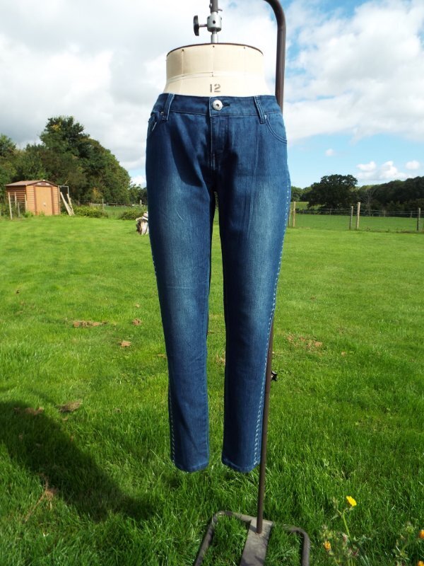 Mom Jeans Diamante Jeans Primark Soft Blue Stretch Denim Side