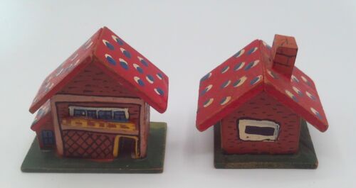 Costruzioni fattoria legno miniatura vintage alberi animali recinzioni 13 pezzi Giappone - Foto 9 di 12