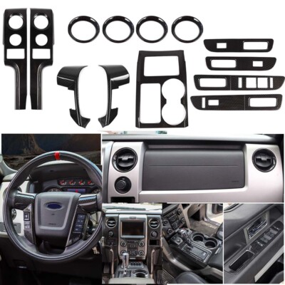 13x Carbon Fiber Center Inner Trim Kit For Ford F150 Raptor 2009-14 Accessories