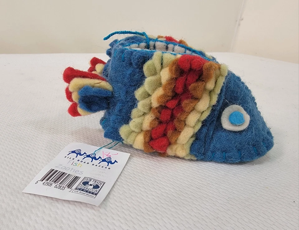 Zooties Baby Crib Felt Shoes Slippers Sz 0-12 Months FISH Wool Colorful - Image 3 of 4