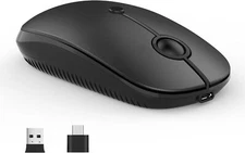 Type C Wireless Mouse，Vssoplor USB C Rechargeable Portable Quiet Mouse Black 