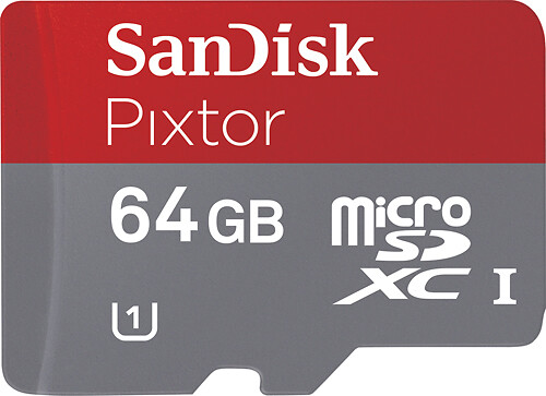 Sandisk Pixtor 64gb microSDXC UHS-I U1 Memory Card Grey/Red