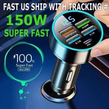 4 Port USB Super Fast Car Charger Adapter For iPhone Samsung Android Cell Phone