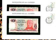 Banknotes of all Nations Argentina 1983-85 1 Peso P 311a2 UNC 2 Consecutive