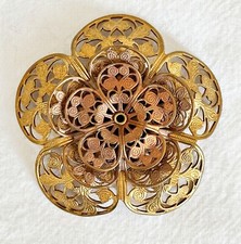 Jewelry Stamping - Raw brass filigree flower- 5 pieces