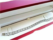Double Row Riviera Tennis Bracelet Platinum finish Created Diamond also gift bag