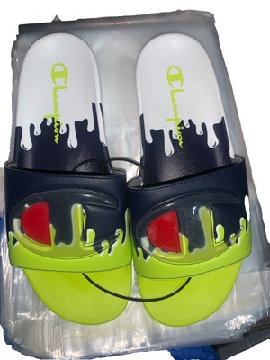 NEW Champion IPO Drip Mens Slides Sandals Logo Slip On White  display picture 2