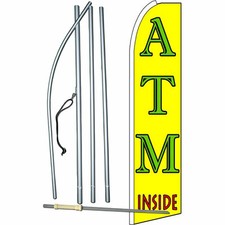 ATM Inside Flag Flutter Feather Banner Swooper Extra Wide Bundle COMPLETE Kit