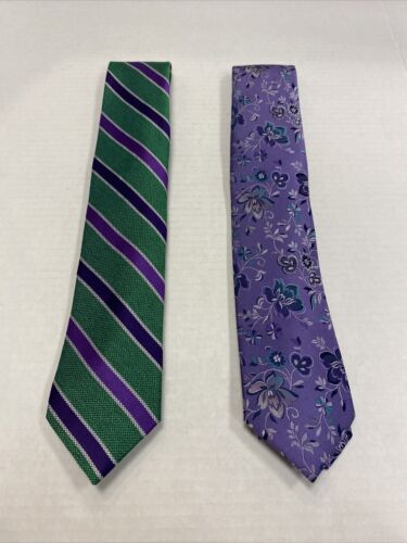 Joseph Abboud Men's necktie tie 2 Pack (Green, Purple) NWT MSRP $159