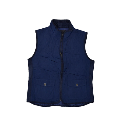 Talbots Women's Size PM Windbreaker Vest Blue Polyester Zip Sleeveless  Solid