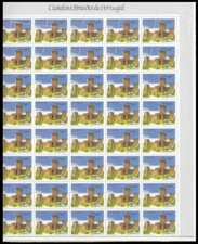 PERFORATION ERROR VARIETY 1986 full sheet of 50 PORTUGAL CASTELO CASTLE MNH**