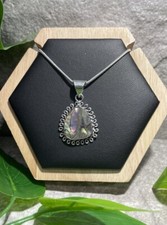 Handmade 18" Chain  1.5  Albone Shall Gemstone Pendant 925 Silver Pltd B2029