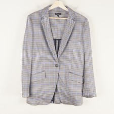 Rag  Bone Margot Houndstooth Stretch Blue Brown Blazer Womens Sz 8