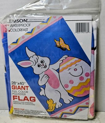 New Emson Giant Flag Easter 28 X 40 Bunny Easter Eggs Colorfast Indoor Outdoor