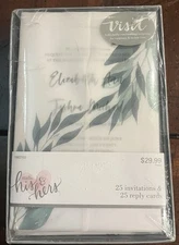 Greenery Folded Vellum Jacket Wedding Invitations & Reply Cards w/Envelopes 25ct