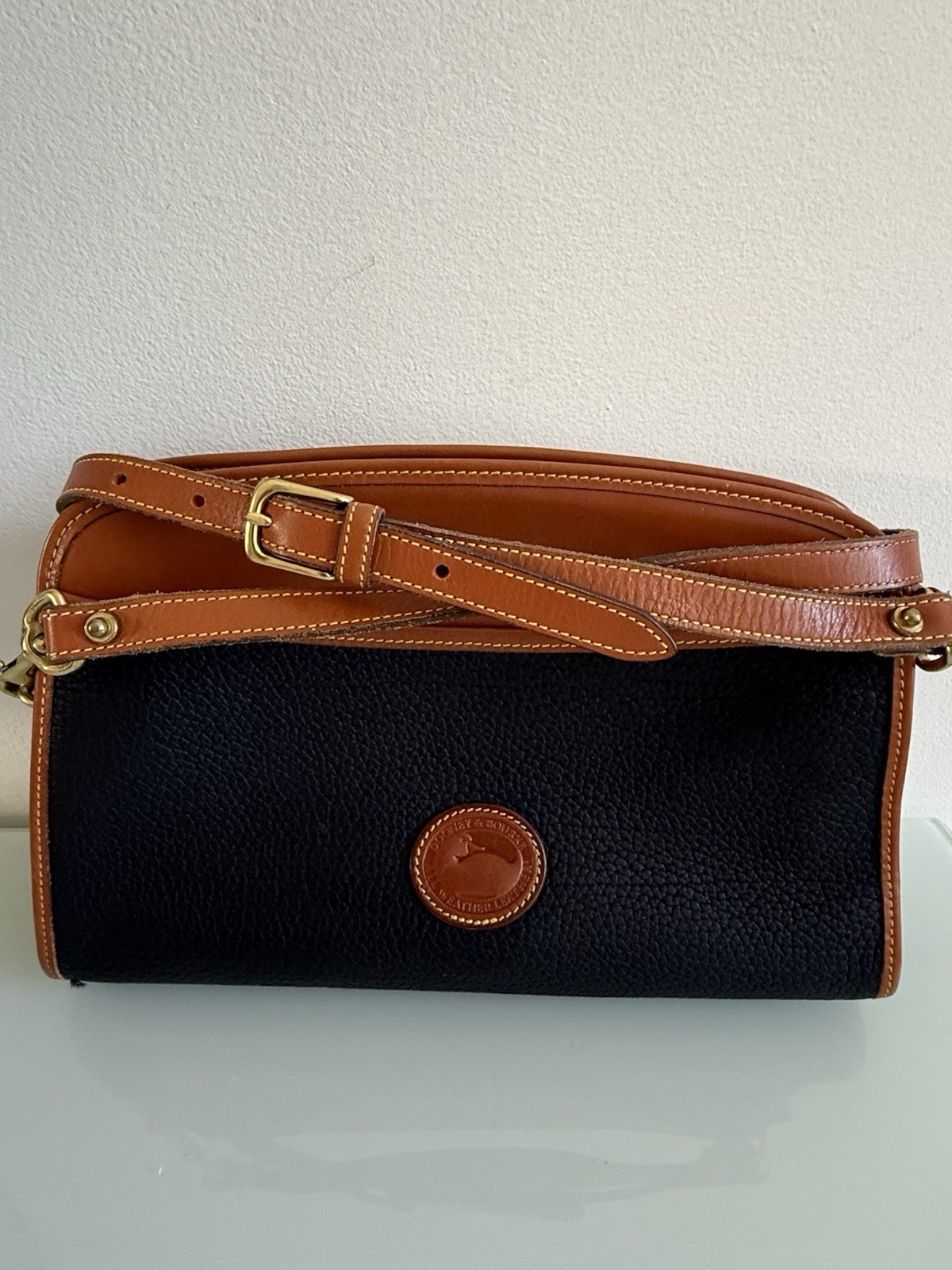 Vintage Dooney & Bourke AWL Black Pebbled Leather Crossbody Bag USA