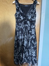 Jojo Maman Bebé 100% silk long black floral print maternity dress - size UK12
