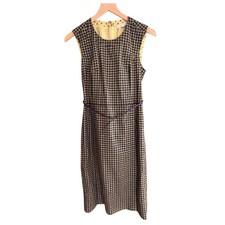 Marc Jacobs Womens Plaid Cotton Silk Lined Sheath Dress Purple Leather Belt Sz 4