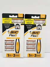 BIC Flex 5 Blade Refillable Razors, Men's, 5-Blade, 1 Handle 3 Cartridges 2 Pk