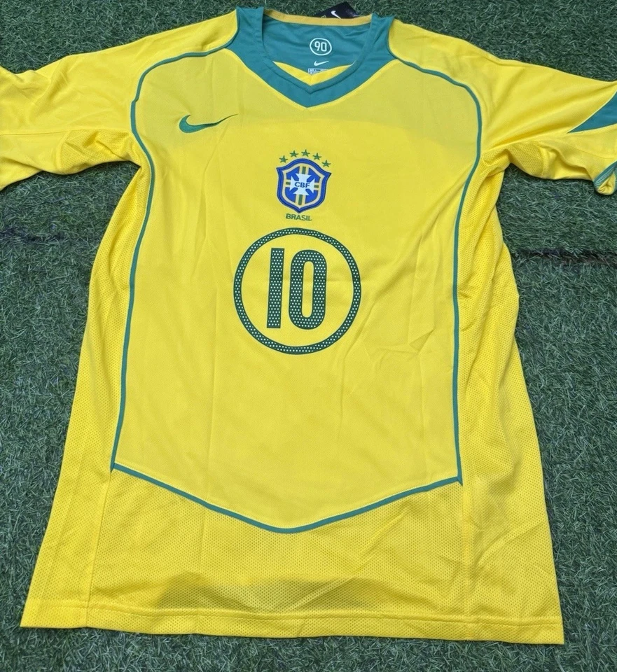 Brazil Ronaldinho Retro Jersey Men’s 2004–06 Home Jersey T-90 Large “Dinho” - Image 2 of 4