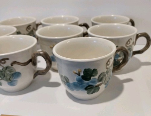 Metlox POPPYTRAIL 8 Coffee Tea Cups SCULPTURED GRAPE Poppy Trail Blue Teacup Cup - Picture 4 of 9