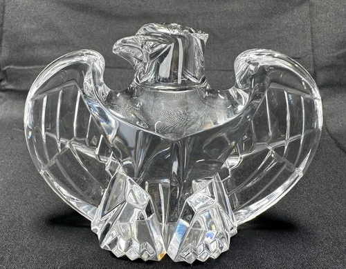 Steuben Glass Works Crystal Patriotic Figure Bald Eagle Paperweight Signed