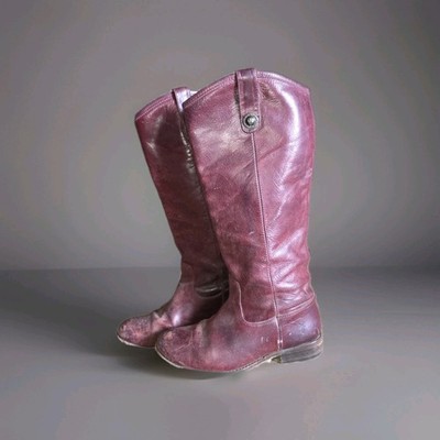 Frye Melissa Tall Cowboy Riding Women Leather Boots 77167 Size 6 B Burgundy