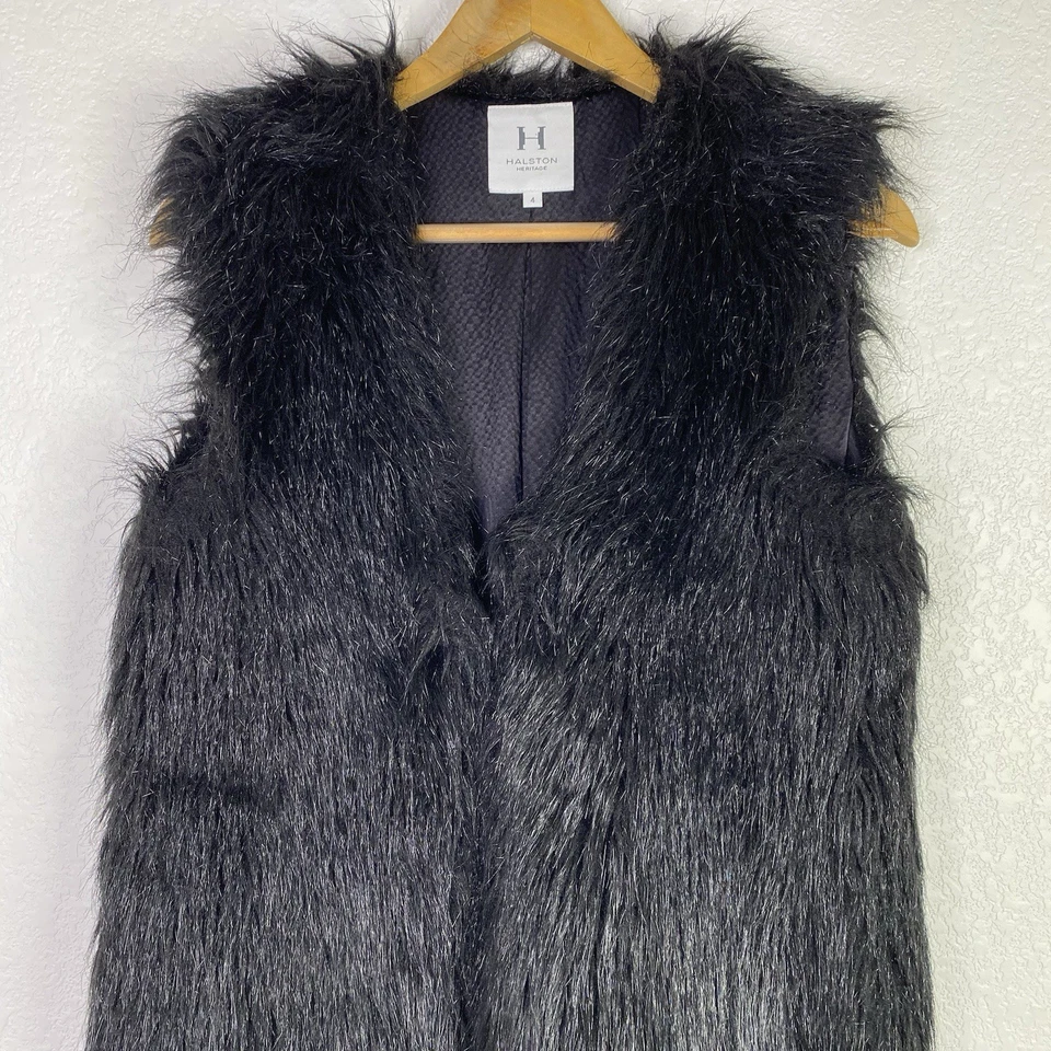 Chaleco Halston Heritage para mujer talla 4 negro de piel sintética precio de venta sugerido por el fabricante $221 Foto 3 de 4