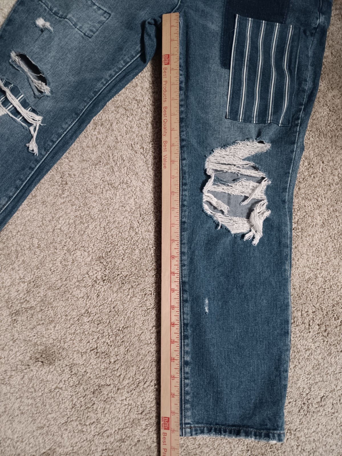 Mica LA Distressed Patchwork Cropped Tapered Jean… - image 11