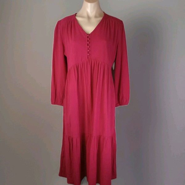 Buddha Trends Boho Maxi Dress Women Size XL Pink Long Balloon Sleeve Fit & Flare