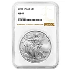 2004 $1 American Silver Eagle 1oz Silver NGC MS69 Brown Label