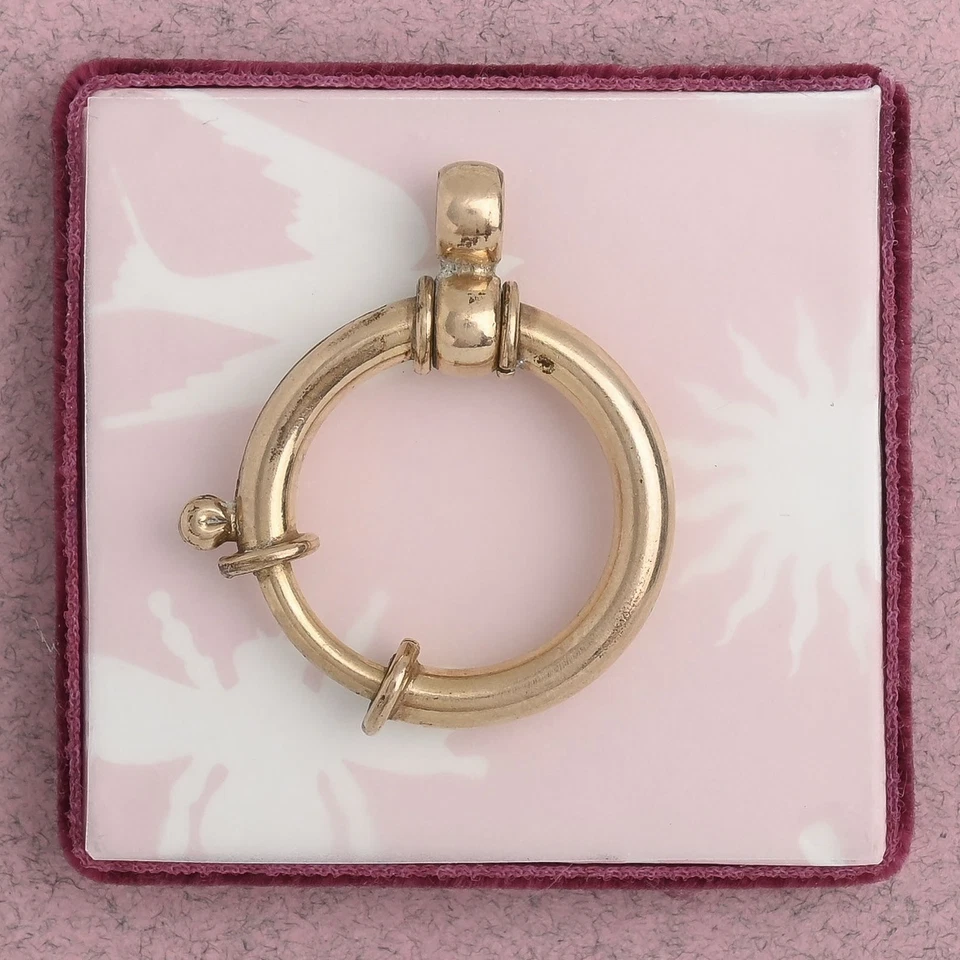 Antiguo broche de anillo de resorte victoriano relleno de oro rosa de gran tamaño para colgante con dije Foto 4 de 4