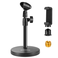 BILIONE 3 in 1 Multi Function Desktop Microphone Stand, Adjustable Table Mic ...
