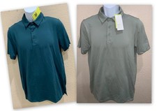 Jersey Polo Shirt All in Motion Wicking Stretch No Roll Collar Dark Teal or Sage