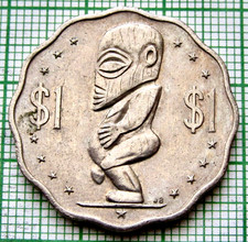 COOK ISLANDS 1992 1 DOLLAR Tangaroa - God of Fertility, Scalloped Edge km# 37