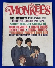 Vintage 1966 The Monkees Magazine-#1-100 Exclusive Pix Full-Color Pin Ups