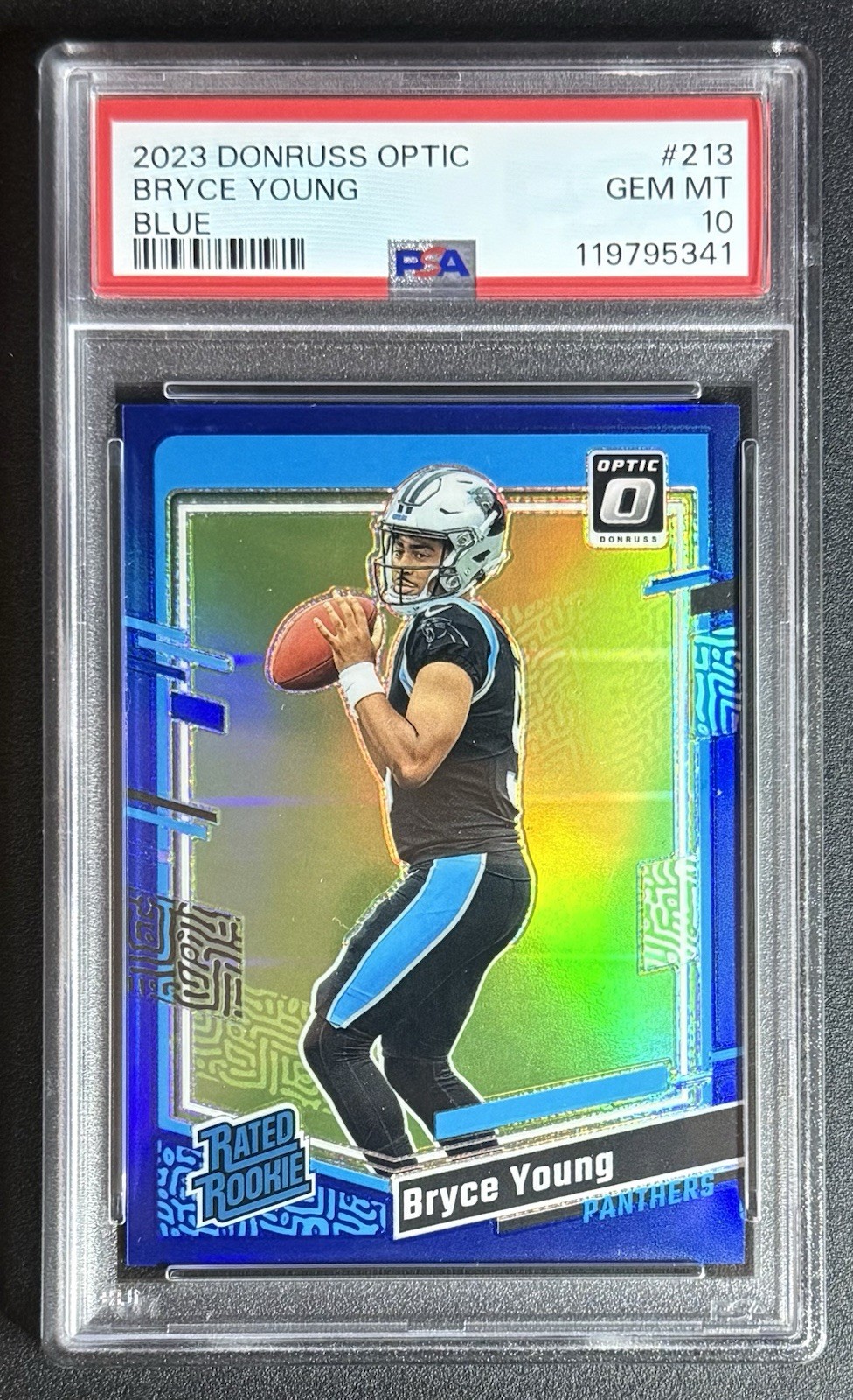 2023 Optic Bryce Young Blue /199 Rated Rookie #213 RC PSA 10